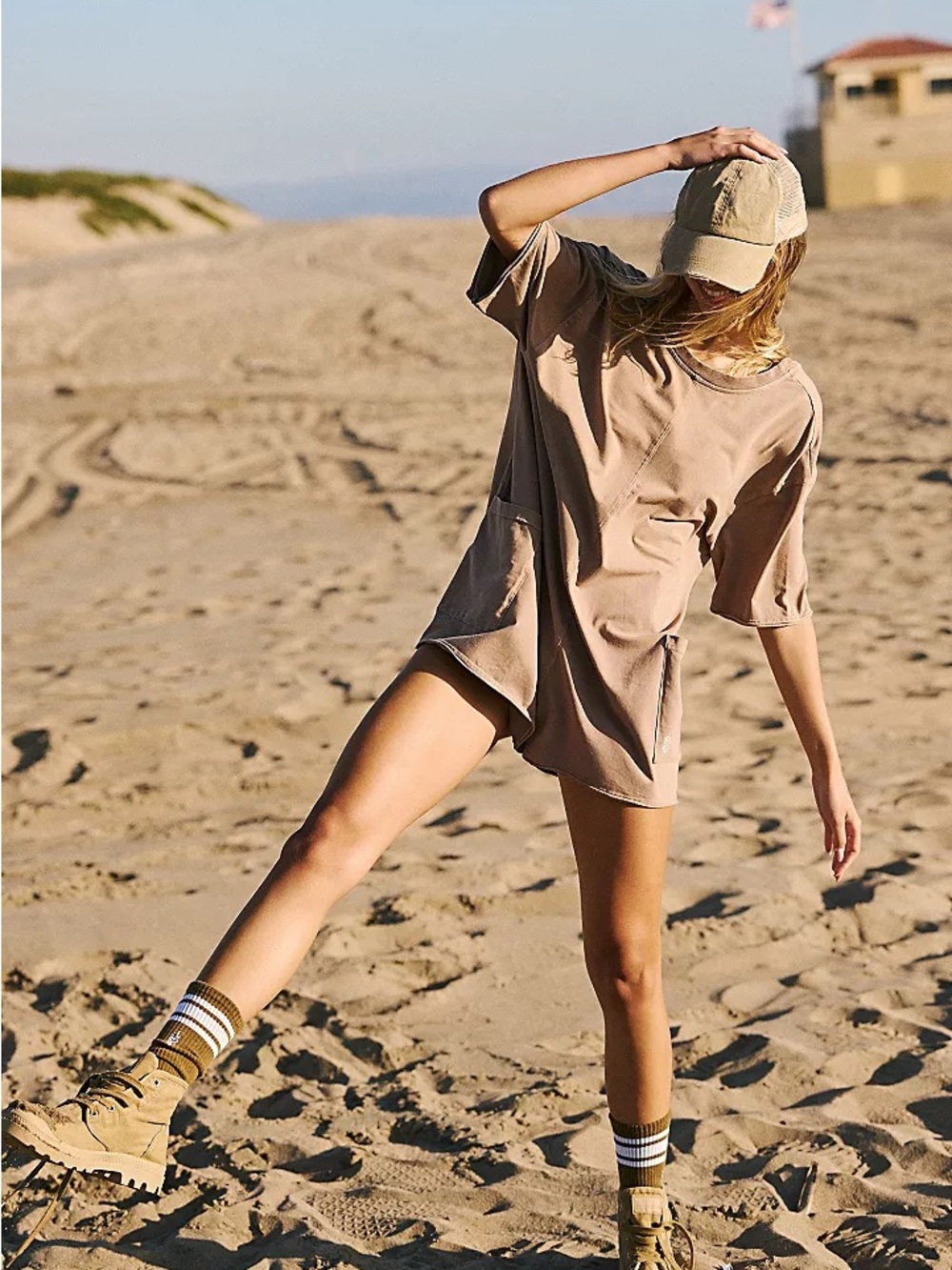 Free People Tan Beige Romper Jumpsuit